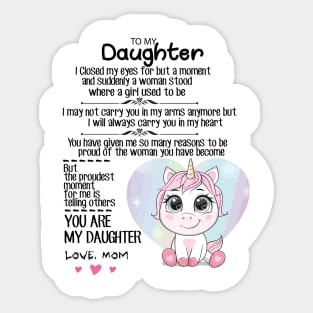To My Daughter Unicorn Lover Sticker